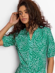Roman Green Ditsy Floral Frill Hem Midi Dress - Image 4 of 5