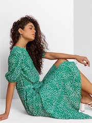 Roman Green Ditsy Floral Frill Hem Midi Dress - Image 5 of 5