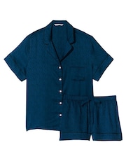 Victoria's Secret Academy Blue Logo Satin Short Pyjamas - Image 3 of 4