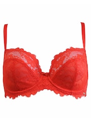 Pour Moi Orange Padded India Eyelash Lace Underwired Bra - Image 2 of 3