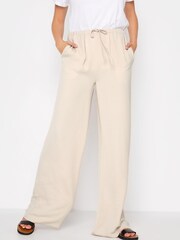 Long Tall Sally Neutral Washed Twill Wide Leg Trousers - Image 1 of 4