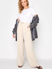 Long Tall Sally Neutral Washed Twill Wide Leg Trousers - Image 2 of 4