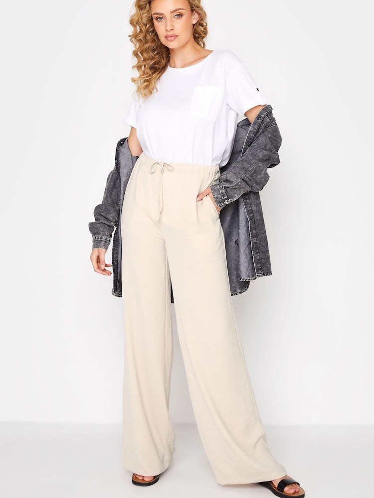 Long Tall Sally Neutral Washed Twill Wide Leg Trousers - Image 2 of 4