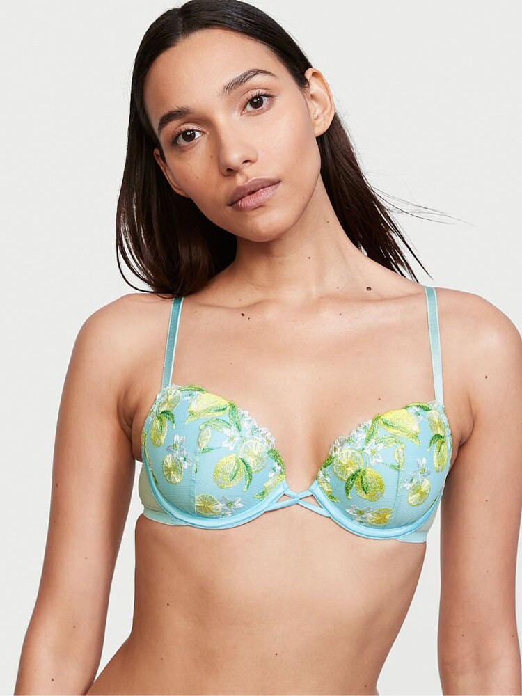 Victoria's Secret Breaker Blue Embroidered Lightly Lined Demi Bra - Image 1 of 3