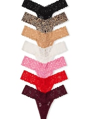 Victoria's Secret Black/Nude/Red/Pink/Leopard Thong 7 Pack Knickers - Image 1 of 1