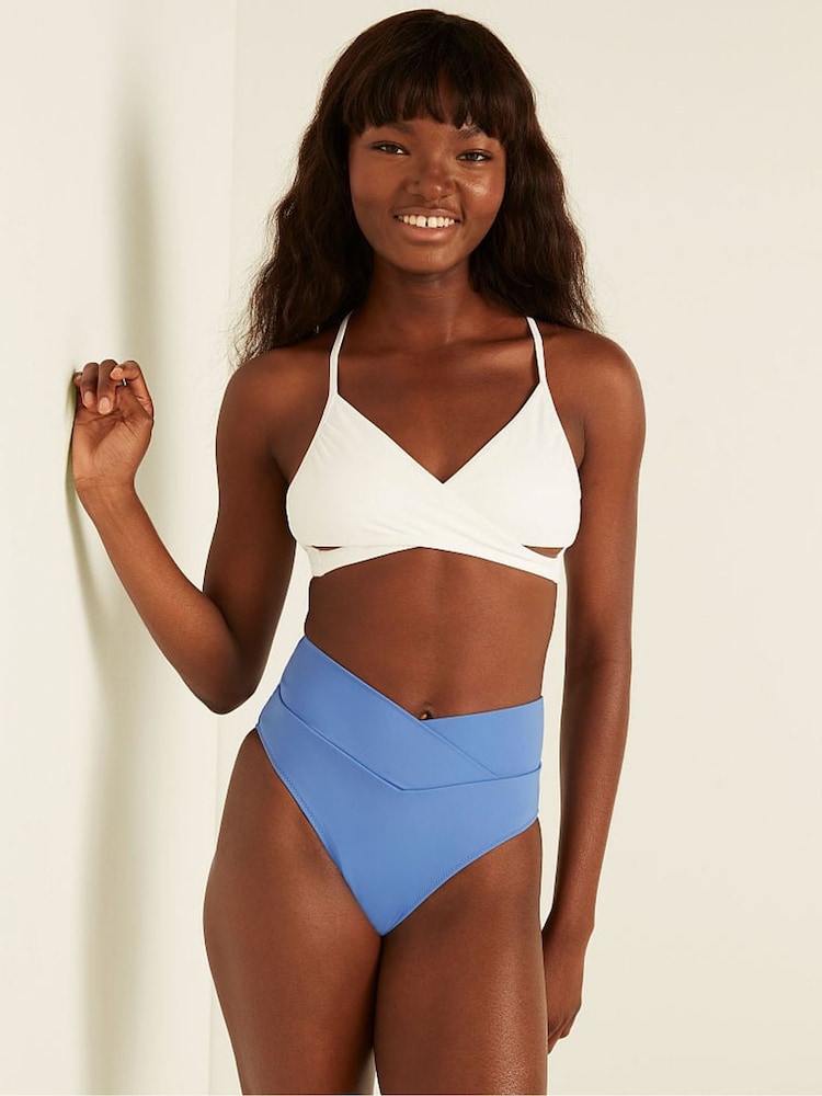 Victoria's Secret PINK Blue Dawn V Crossover High Waist Bikini Bottom - Image 1 of 5 Victoria's Secret PINK Blue Dawn V Crossover High Waist Bikini Bottom - Image 1 of 5