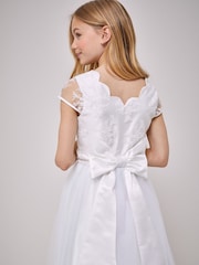 Lipsy Ivory Tulle Lace Cap Sleeve Occasion Dress - Image 2 of 4