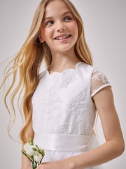 Lipsy Ivory Tulle Lace Cap Sleeve Occasion Dress - Image 3 of 4