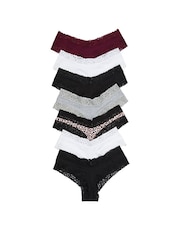 Victoria's Secret Black/White/Leopard/Grey/Burgundy Cheeky 7 Pack Knickers - Image 1 of 1
