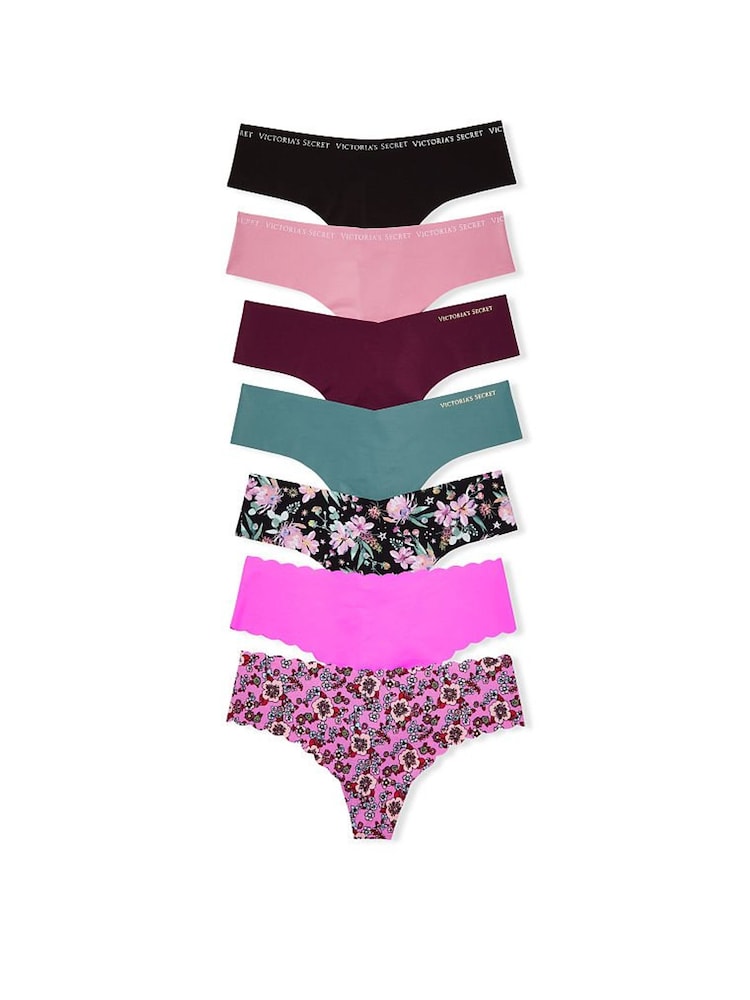 Victoria's Secret Black/Pink/Green/Print Thong 7 Pack Knickers - Image 1 of 1