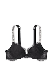 Victoria's Secret Black Lace Push Up Shine Strap Bra - Image 3 of 4