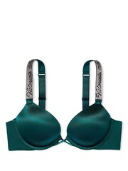 Victoria's Secret Black Ivy Green Smooth Shine Strap Add 2 Cups Push Up Bombshell Bra - Image 2 of 2
