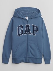 Gap Blue Logo Sherpa Lined Zip Up Kids Hoodie (4-13yrs) - Image 1 of 2