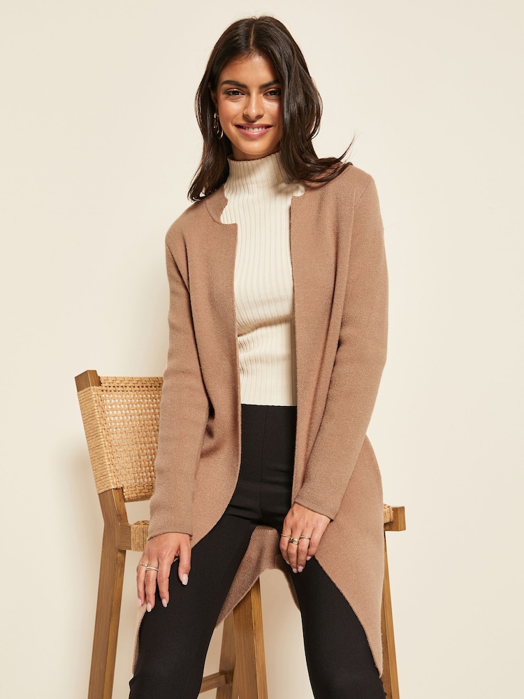 Friends Like These Camel Longline Mock Collar Coatigan - Image 1 of 1
