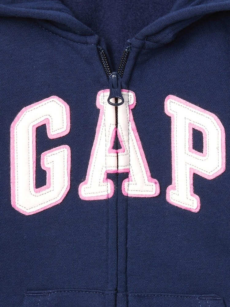 Gap Navy Blue Logo Zip Up Hoodie (Newborn - 7yrs) - Image 3 of 3