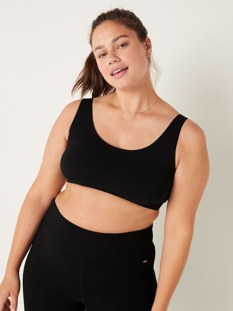 Victoria's Secret PINK Pure Black Cotton Scoop Bralette - Image 1 of 1 Victoria's Secret PINK Pure Black Cotton Scoop Bralette - Image 1 of 1