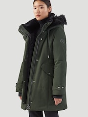 Kaldtvaer Khaki Green Petite Alta FauxFur Trim Padded Parka Coat - Image 1 of 5