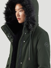 Kaldtvaer Khaki Green Petite Alta FauxFur Trim Padded Parka Coat - Image 4 of 5
