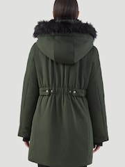 Kaldtvaer Khaki Green Petite Alta FauxFur Trim Padded Parka Coat - Image 5 of 5