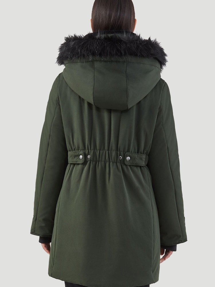 Kaldtvaer Khaki Green Petite Alta FauxFur Trim Padded Parka Coat - Image 5 of 5