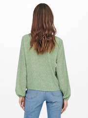 JDY Navy V Neck Printed Blouse - Image 2 of 3