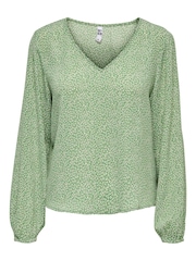 JDY Navy V Neck Printed Blouse - Image 3 of 3