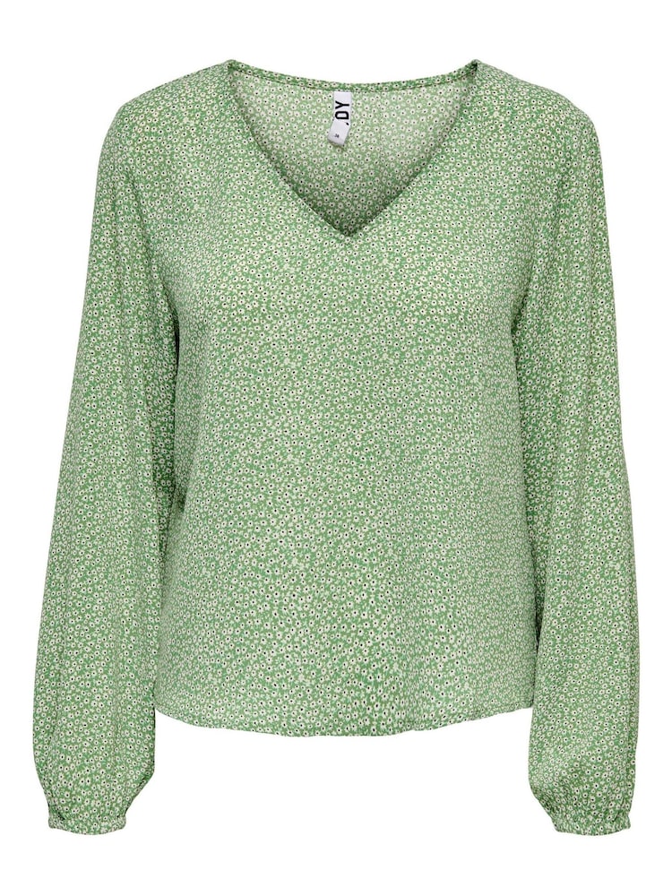 JDY Navy V Neck Printed Blouse - Image 3 of 3