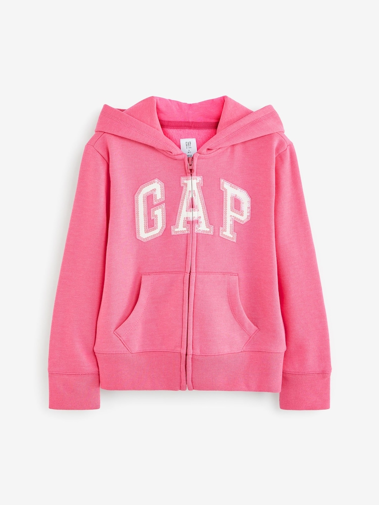 Gap Pink Logo Zip Through Hoodie (4-13yrs) - Image 1 of 3