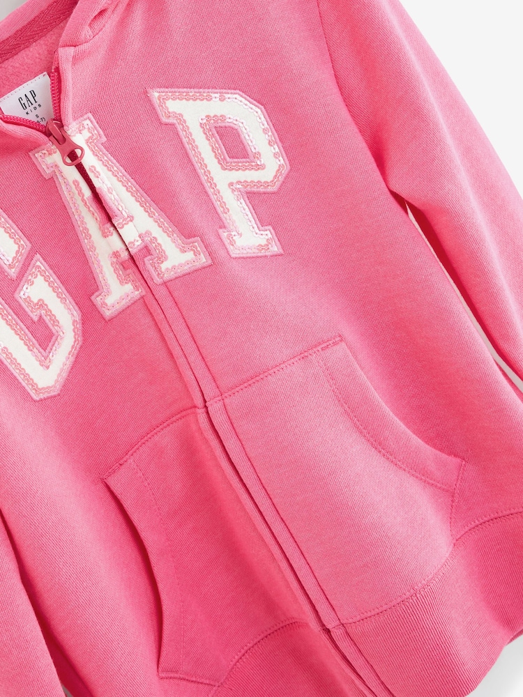 Gap Pink Logo Zip Through Hoodie (4-13yrs) - Image 3 of 3 Gap Pink Logo Zip Through Hoodie (4-13yrs) - Image 3 of 3