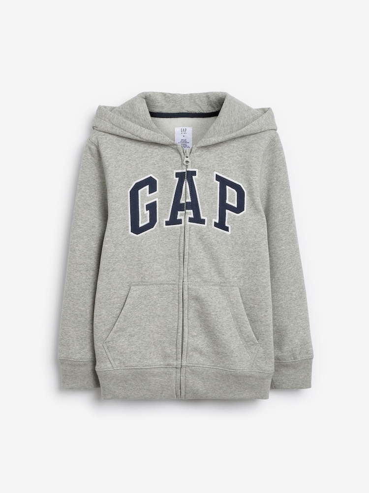 Серый - Худи на молнии с логотипом Gap (4-13лет) - Image 1 of 3