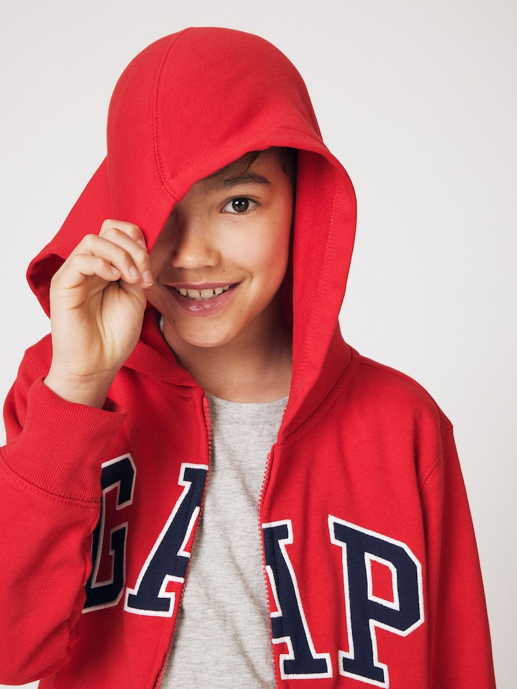 Rood - Gap hoodie met rits en logo (4-13 jr) - Image 5 of 8