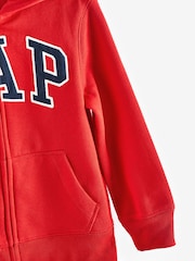 Красный - Худи на молнии с логотипом Gap (4-13лет) - Image 8 of 8