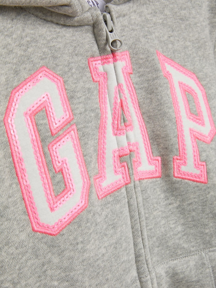 Серый/розовый - Худи на молнии с логотипом Gap (4-13лет) - Image 3 of 3