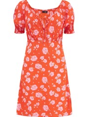 Pour Moi Orange Emma Puff Sleeve Woven Mini Dress - Image 5 of 5