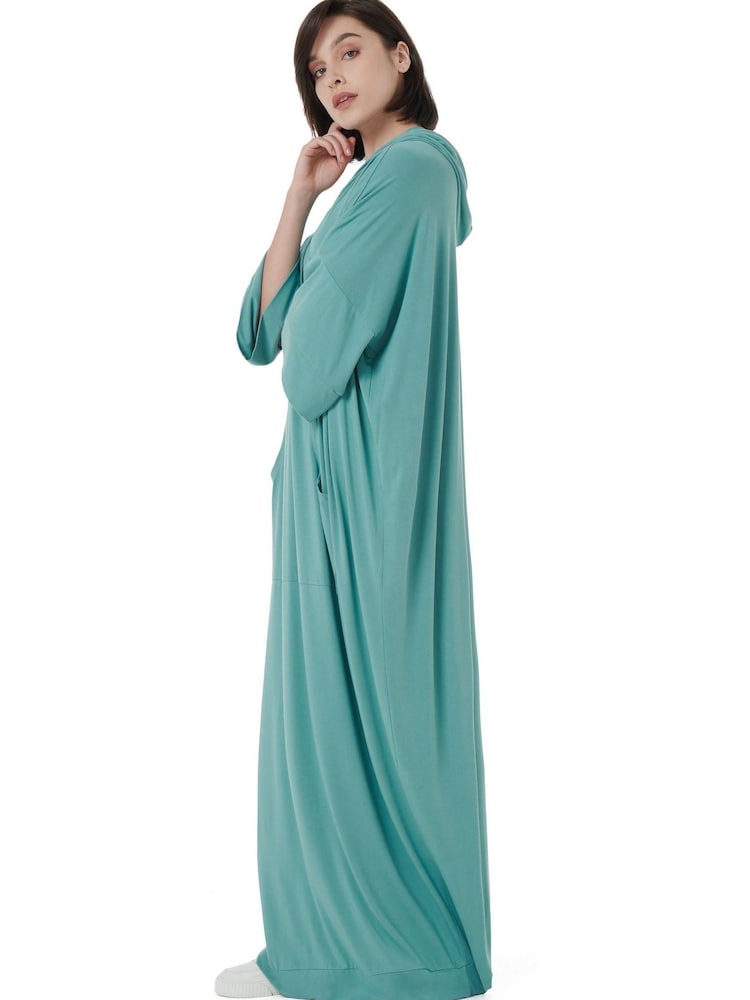leem Green Kangaroo Pockets Kaftan - Image 2 of 5
