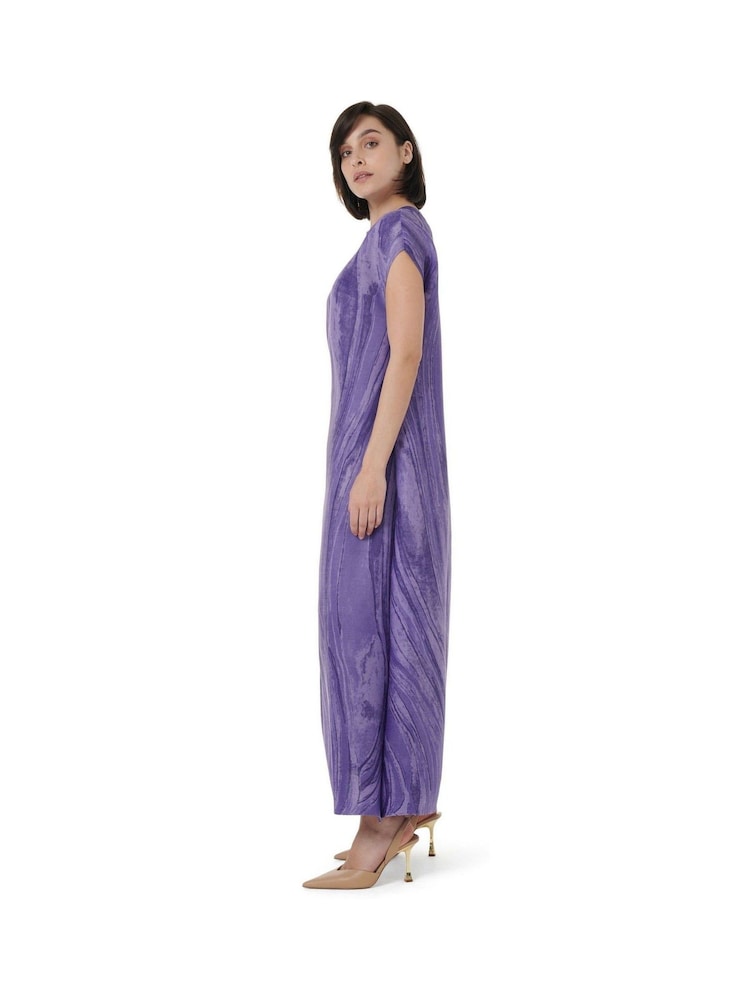 leem Purple Abstract Print Plisse Kaftan - Image 2 of 5