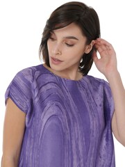 leem Purple Abstract Print Plisse Kaftan - Image 4 of 5