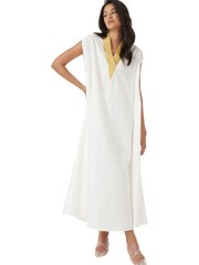 leem Cream V-Neck Trim Sleeveless Kaftan - Image 1 of 6