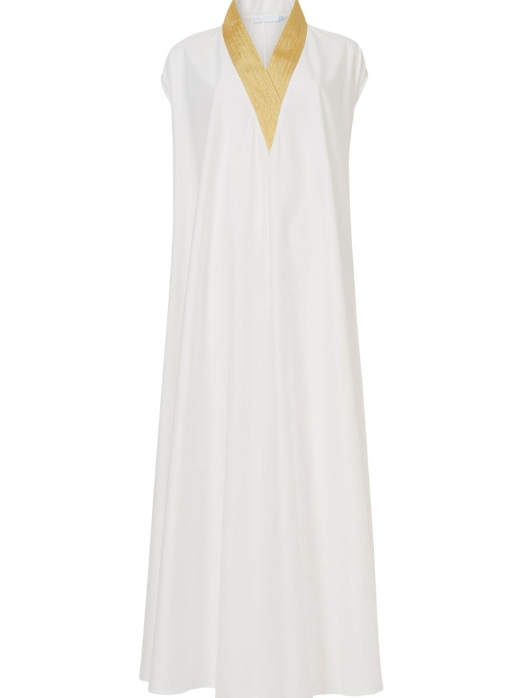leem Cream V-Neck Trim Sleeveless Kaftan - Image 6 of 6