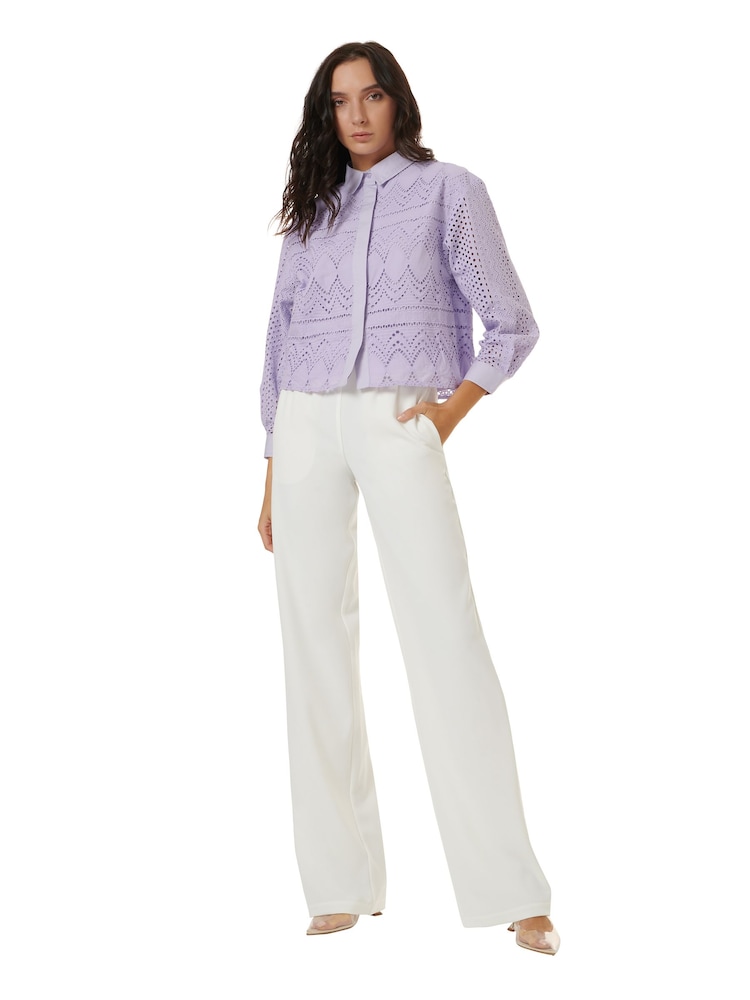 leem Cream Front Pleats Relaxed Trouser - Image 1 of 5