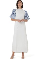 leem Blue Broderie Anglaise Balloon Sleeve Dress - Image 1 of 5