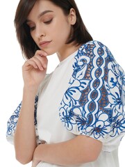 leem Blue Broderie Anglaise Balloon Sleeve Dress - Image 4 of 5