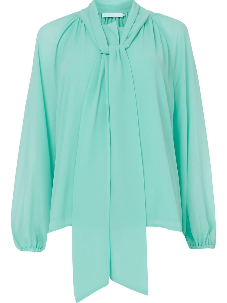 leem Blue Neck Tie Blouse - Image 5 of 5 leem Blue Neck Tie Blouse - Image 5 of 5