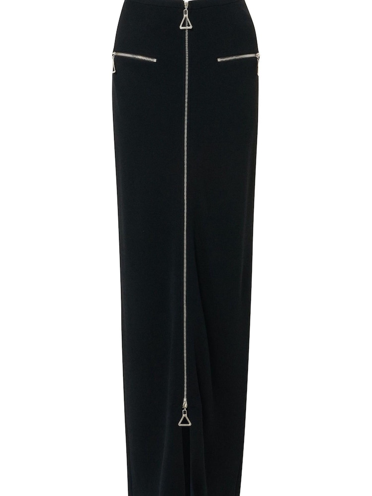 leem Black Front Zips Knit Skirt - Image 1 of 5