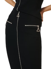 leem Black Front Zips Knit Skirt - Image 4 of 5