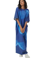 leem Blue Arabic Print Kaftan - Image 1 of 6