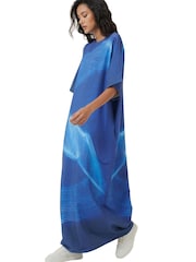 leem Blue Arabic Print Kaftan - Image 3 of 6