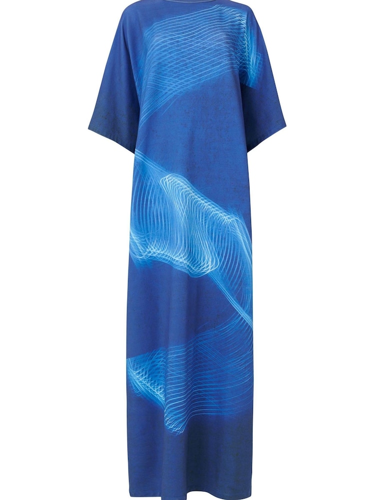 leem Blue Arabic Print Kaftan - Image 6 of 6
