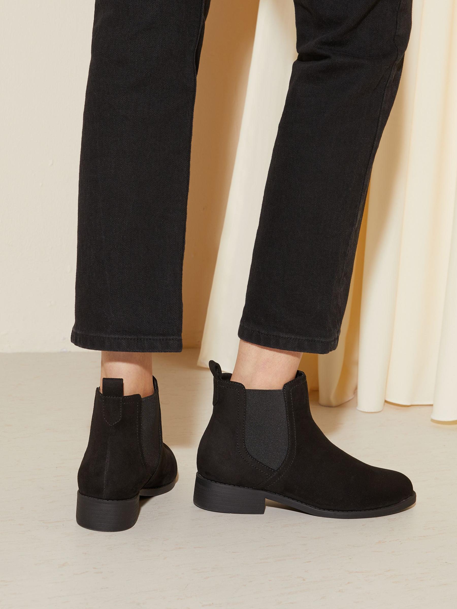 Buy Friends Like These Black Faux Suede Wide Fit Flat Ankle Chelsea Boot from Next Luxembourg