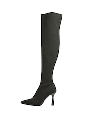 Lipsy Black Wide Fit Mid Heel Over The Knee Knitted Sock Boot - Image 5 of 5